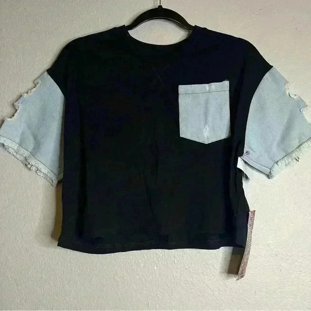 Thrill Black and Light Blue Women's Top